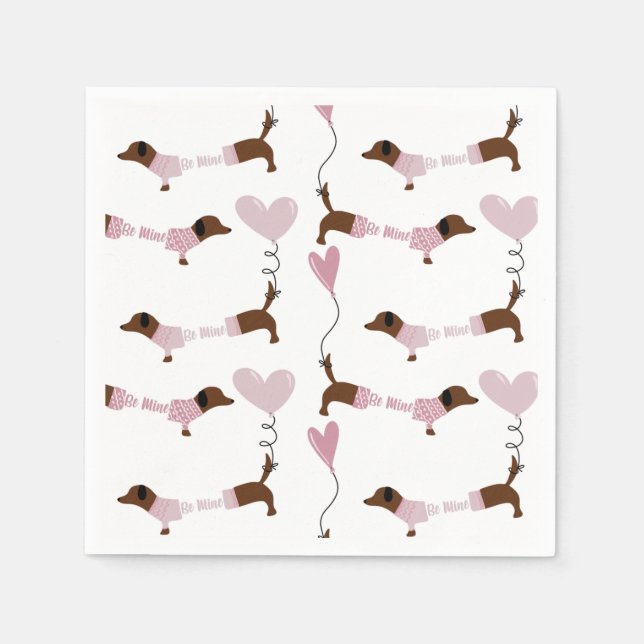 Niedliche Dackel Dackel Dog meine Valentine Serviette (Vorderseite)