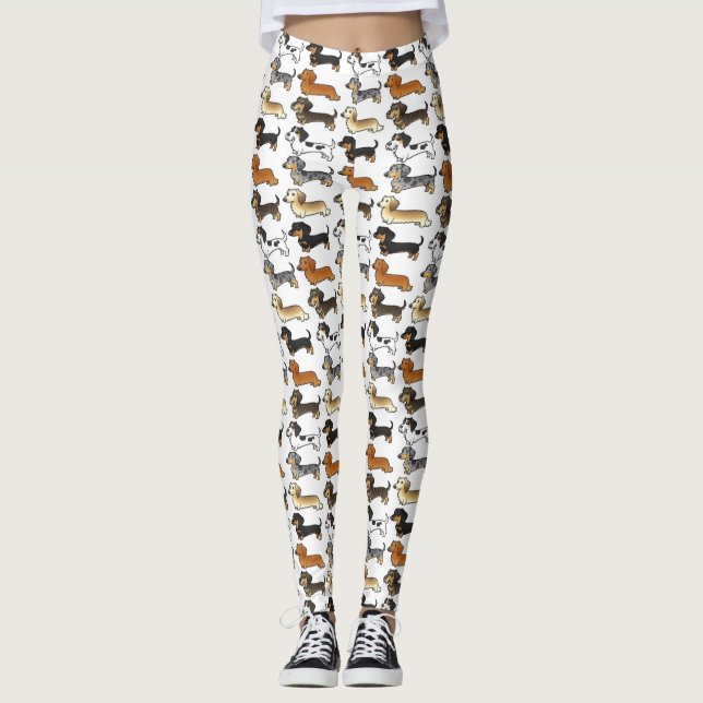 Niedliche Dackel Dackel Hunde individuell anpassba Leggings (Vorderseite)