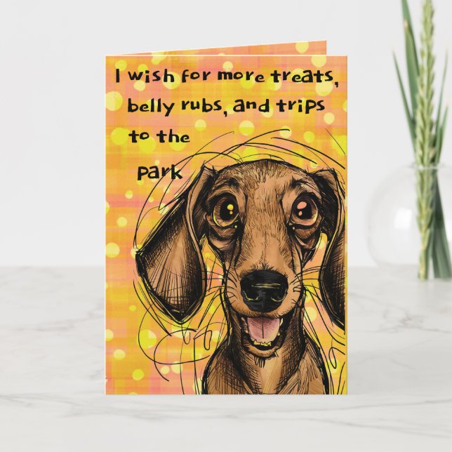 Niedliche Dackel Dog Fun Bright Happy Birthday Karte (Vorderseite)