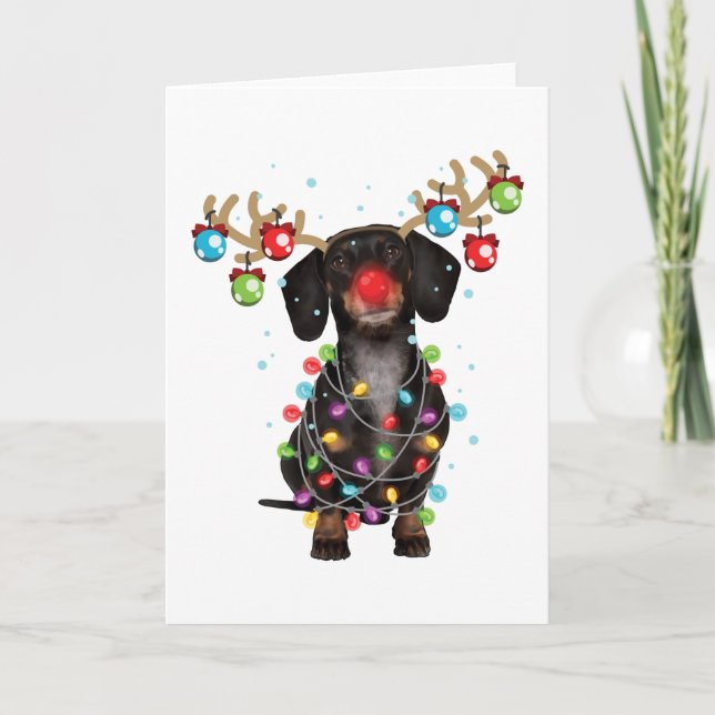 Niedliche Dackel Dog Funny Christmas Weihnachtsges Karte (Vorderseite)