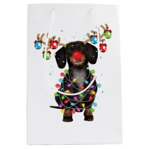 Niedliche Dackel Dog Funny Christmas Weihnachtsges Mittlere Geschenktüte