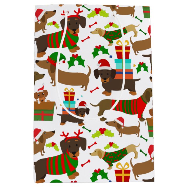 Niedliche Dackel Dog Muster Mittlere Geschenktüte (Vorderseite)