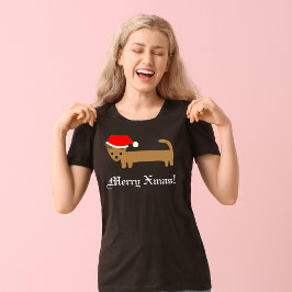 Niedliche Dackel Dog Womens Frohe Weihnachten T-Shirt