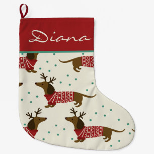 Niedliche Dackel Großer Weihnachtsstrumpf