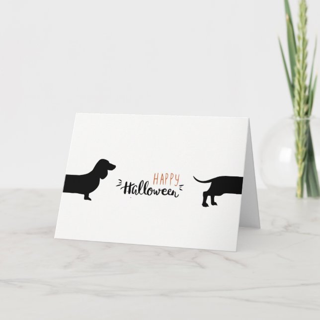 Niedliche Dackel Halloween Karte (Vorderseite)