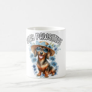 Niedliche Dackel Hund Blaue Blumen Kaffeetasse