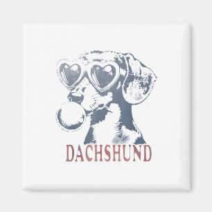Niedliche Dackel Hund mit Gummi aus Herzglas Magnet