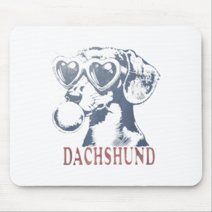 Niedliche Dackel Hund mit Gummi aus Herzglas Mousepad