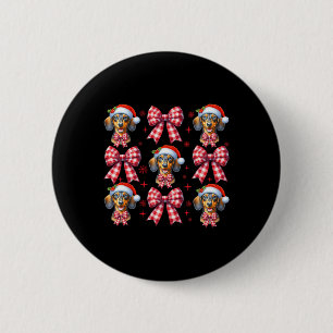 Niedliche Dackel Hund Red Kariert Coquette Bow Chr Button