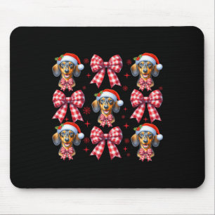 Niedliche Dackel Hund Red Kariert Coquette Bow Chr Mousepad
