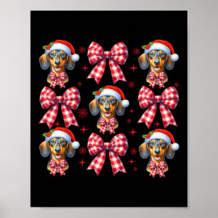 Niedliche Dackel Hund Red Kariert Coquette Bow Chr Poster