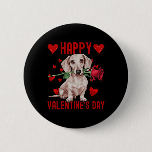 Niedliche Dackel Hund Rotes Herz Paare Happy Valen Button