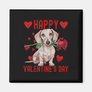 Niedliche Dackel Hund Rotes Herz Paare Happy Valen Magnet