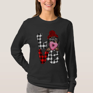 Niedliche Dackel Hund über Herz Kariert Valentine T-Shirt