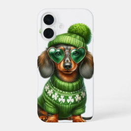 NIEDLICHE DACKEL HUNDE IN IRISCHEN KLEIDEN iPhone 16 HÜLLE