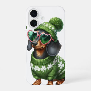 NIEDLICHE DACKEL HUNDE IN IRISCHEN KLEIDEN iPhone 16 HÜLLE