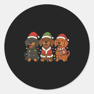 Niedliche Dackel Hunde Weihnachten Weihnachten Wei Runder Aufkleber
