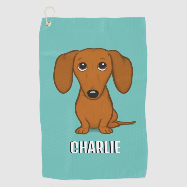 Niedliche Dackel Individuelle Name Dackel Hund Golfhandtuch (Vorderseite)