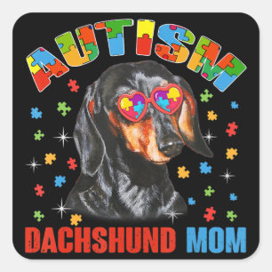 Niedliche Dackel Lover Autism Awareness Hund Mama Quadratischer Aufkleber