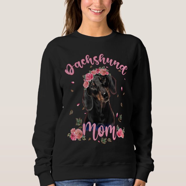 Niedliche Dackel Mama Blume Hunde Frauen Sweatshirt (Vorderseite)