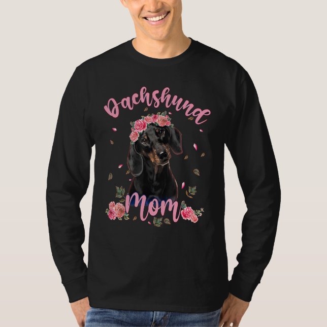 Niedliche Dackel Mama Blume Hunde Frauen T-Shirt (Vorderseite)