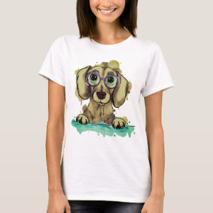 Niedliche Dackel mit Brille T-Shirt