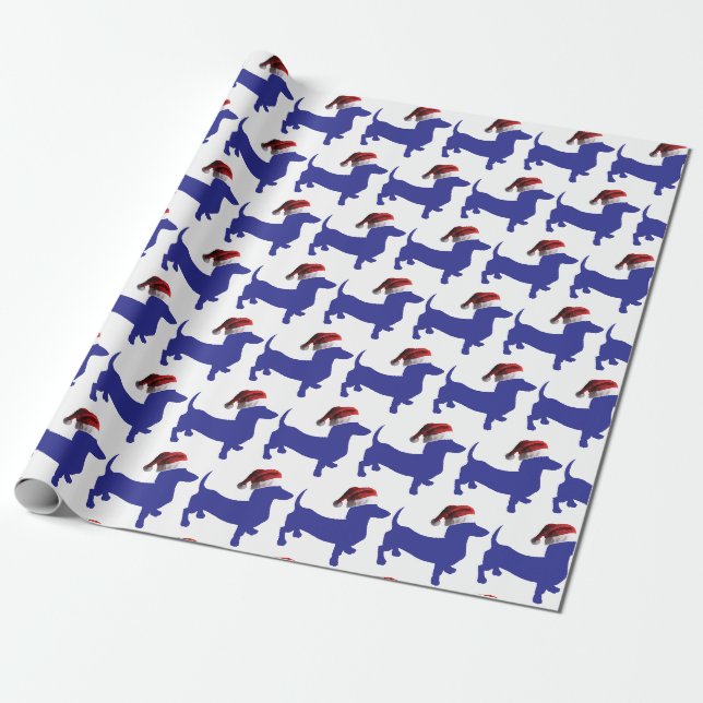 Niedliche Dackel mit einem Santa Claus Hat Geschenkpapier (Ungerollt)