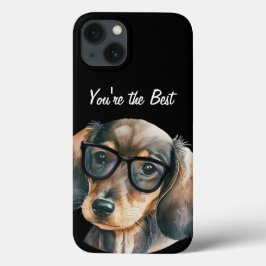 Niedliche Dackel mit schwarzer Brille Case-Mate iPhone Hülle