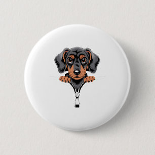 Niedliche Dackel Peeking Out of Zipper Illustratio Button