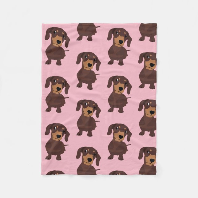 Niedliche Dackel Rosa Fleece Leder (Vorderseite)