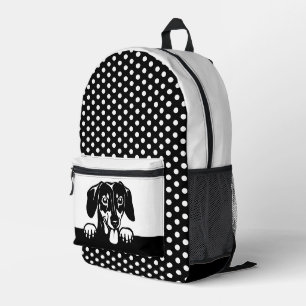 Niedliche Dackel und Polka Dots Bedruckter Rucksack