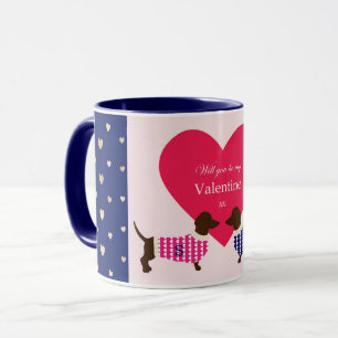 Niedliche Dackel Valentine Dog Monogramm Spaß Tasse