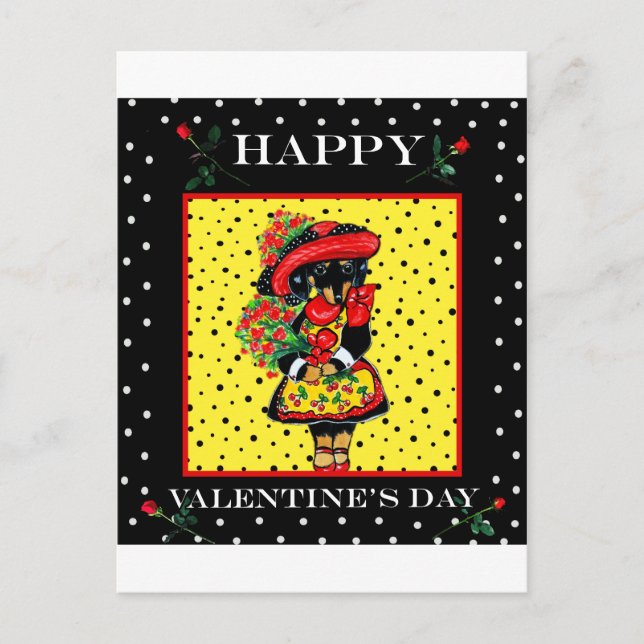 Niedliche Dackel Valentine Feiertagspostkarte (Vorderseite)