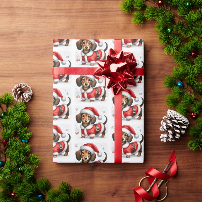 Niedliche Dackel Weihnachten Geschenkpapier (Feiertagsgeschenk)