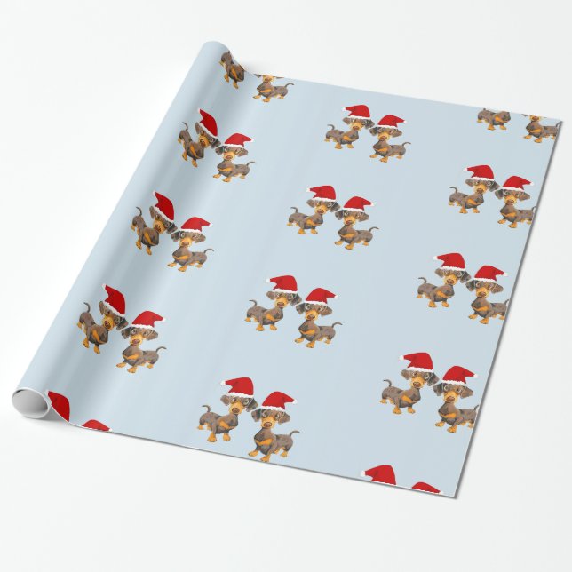 Niedliche Dackel Weihnachten Geschenkpapier (Ungerollt)