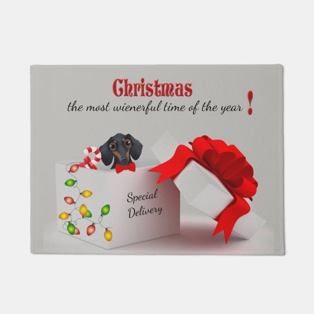 Niedliche Dackel Weihnachtsgeschenk Doormat Fußmatte (Vorderseite)