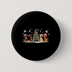 Niedliche Dackel Weihnachtsmannmütze Weihnachtsbau Button