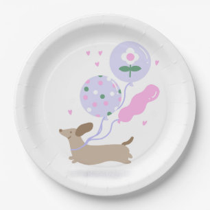 Niedliche Dackel Weiner Dog Lover Party Rosa Pappteller