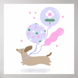 Niedliche Dackel Weiner Dog Lover Party Rosa Poster