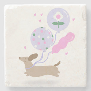 Niedliche Dackel Weiner Dog Lover Party Rosa Steinuntersetzer