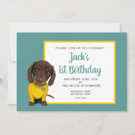 Niedliche Dackel Welpe - 1. Geburtstag Einladung