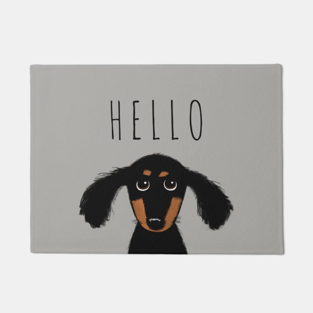 Niedliche Dackel Welpe | Dackel Hund Hallo Doormat Fußmatte (Vorderseite)