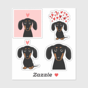 Niedliche Dackel Welpen Hunde Valentinkleber Aufkleber