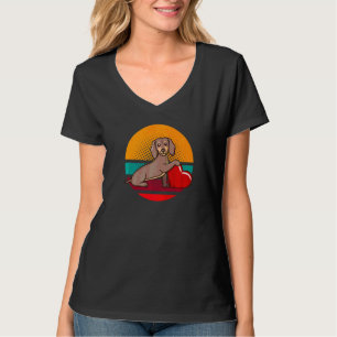 Niedliche Dackel Wurst Hund Valentinstag Herz Re T-Shirt