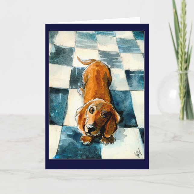 Niedliche Dackelhundegruß- oder -anmerkungskarte Karte (Vorderseite)