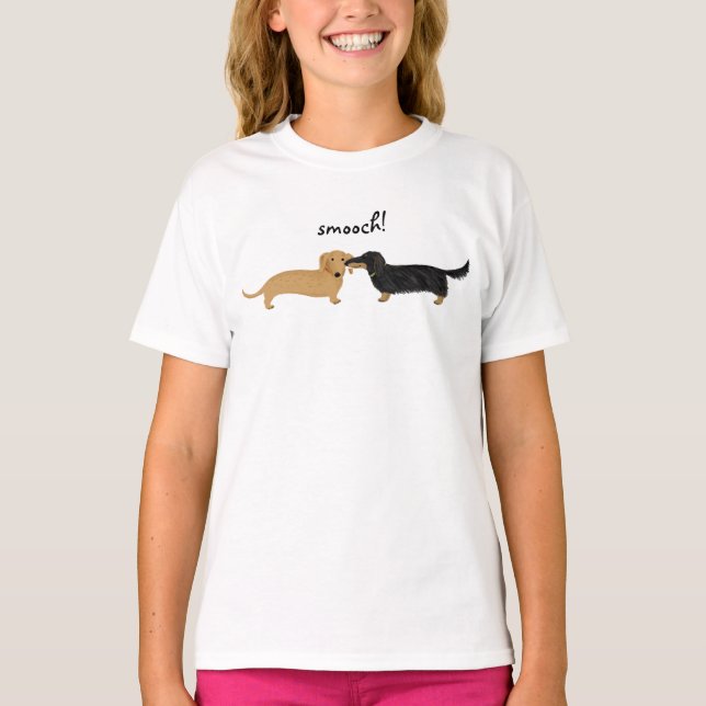 Niedliche Dackeln Smooch | Dackel Hunde Liebe T-Shirt (Vorderseite)