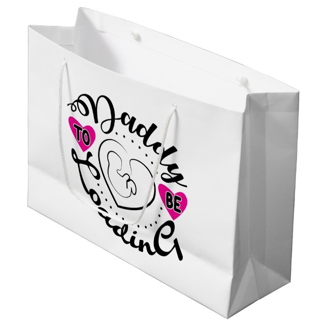Niedliche Daddy-to-be Wortart Große Geschenktüte (Vorderseite Schrägansicht)