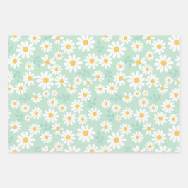 Niedliche Daisy-Blume Frühjahrsommer Ostergeschenk Geschenkpapier Set