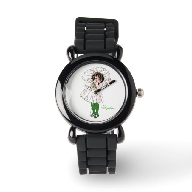 Niedliche Daisy Blume Kind Blumenflora Kleines Mäd Armbanduhr (Vorderseite)