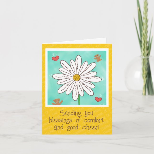 Niedliche Daisy-Blume mit Teddybären erholt sich b Karte (Vorderseite)